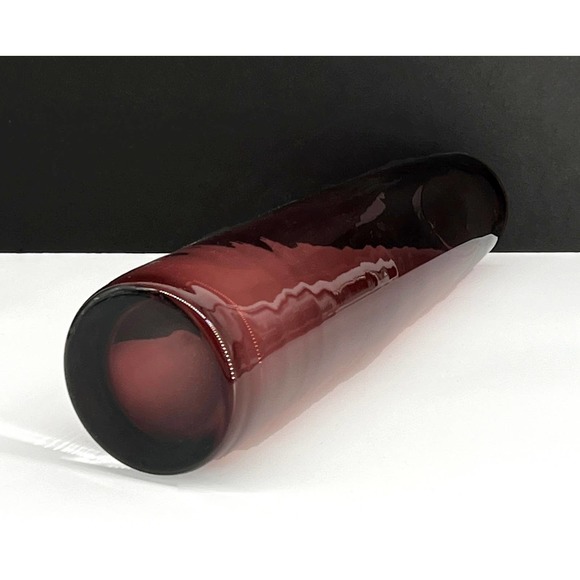 Mid Century Tall Cylindrical Amethyst Vase with Clear Base - Picture 4 of 9